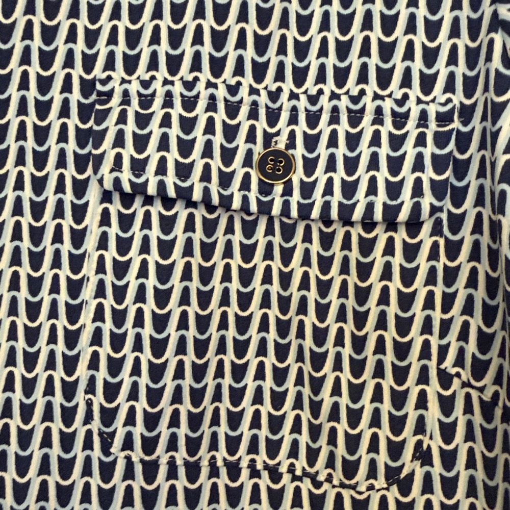J Mclaughlin Lawrence Tunic Shirt Dress in Navy/Light Blue Shoreline large - Picture 5 of 7